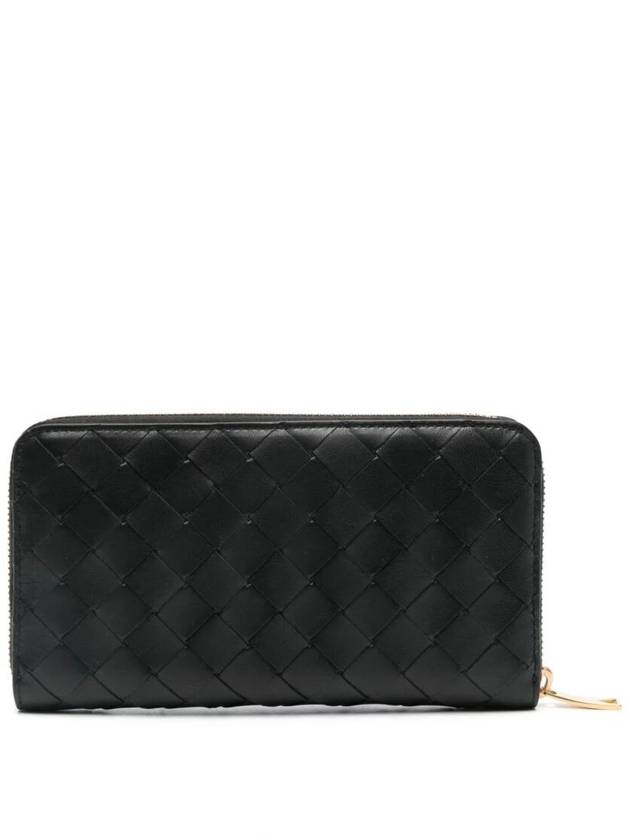 Intrecciato Zipper Around Long Wallet Black - BOTTEGA VENETA - BALAAN 4