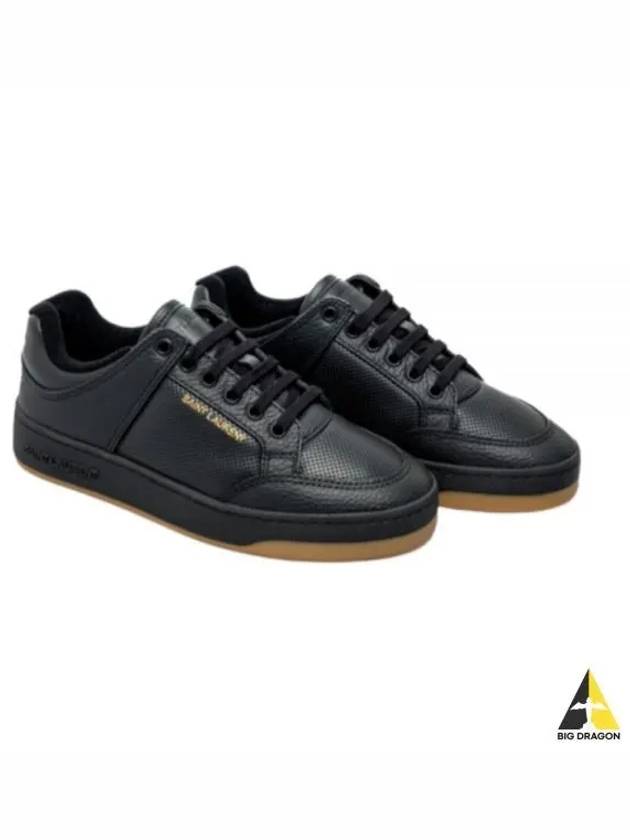 SL 61 Logo Signature Leather Low Top Sneakers Black - SAINT LAURENT - BALAAN 2