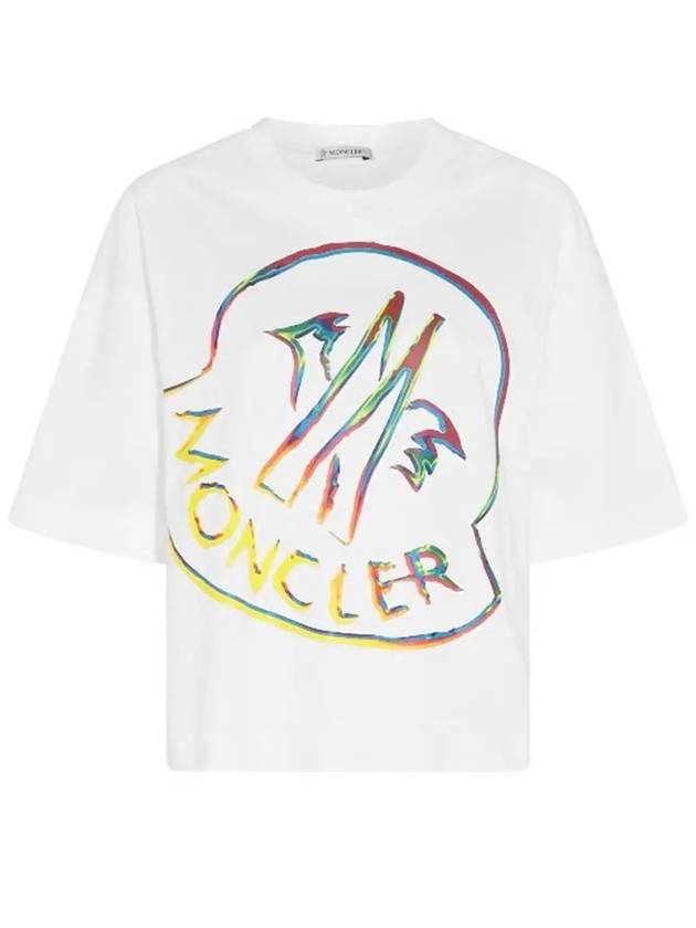 Rainbow Logo Short Sleeve T-shirt White - MONCLER - BALAAN 2