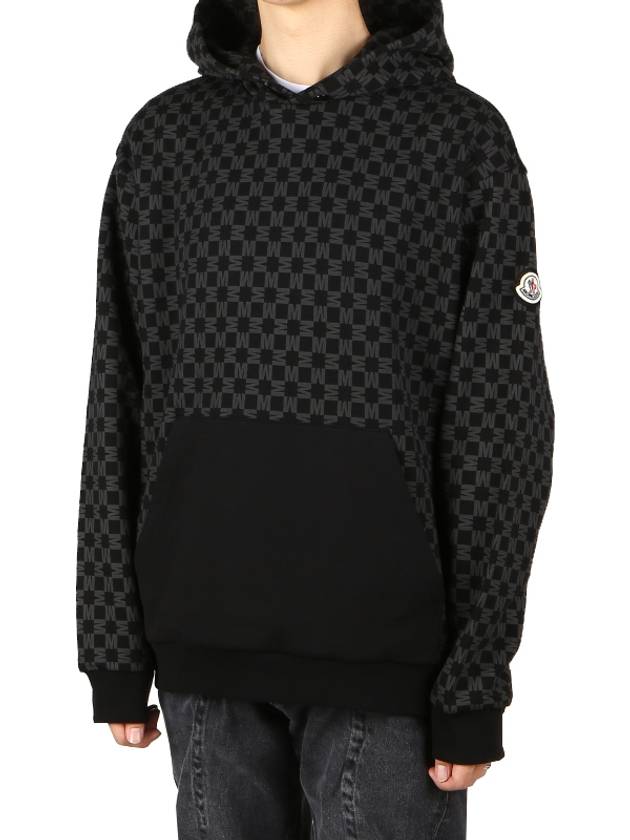 Monogram Print Hooded Black - MONCLER - BALAAN 2