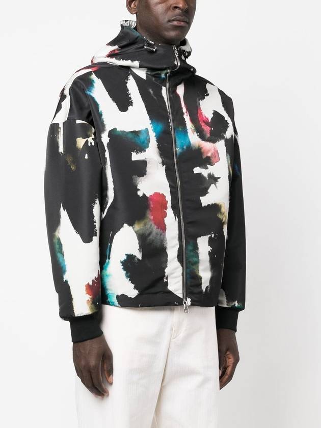 Men's Watercolor Graffiti Windbreaker Black White - ALEXANDER MCQUEEN - BALAAN 3