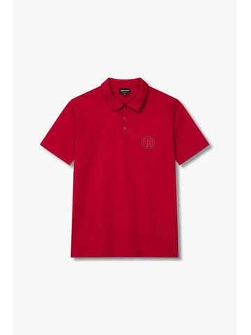 Men s Embroidered Logo Cotton Polo Shirt Dark Red - GIORGIO ARMANI - BALAAN 1