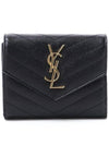 Matelasse Monogram Quilting Flap Half Wallet Black - SAINT LAURENT - BALAAN 3