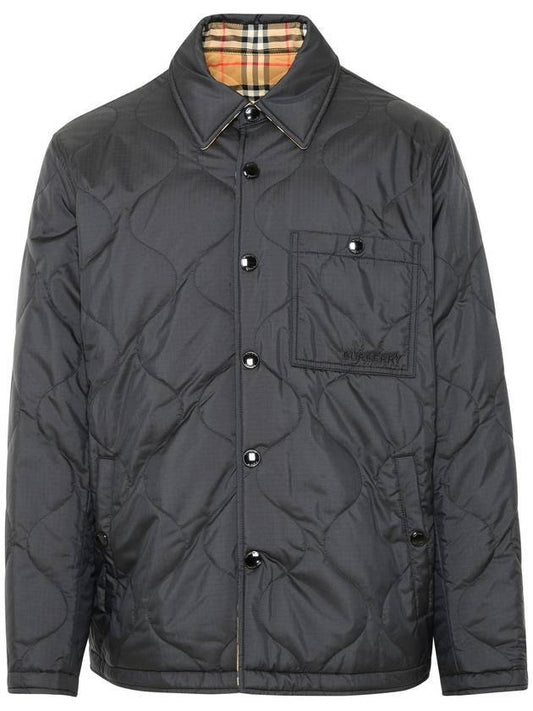 Reversible Vintage Check Thermoregulated Overshirt Jacket Black - BURBERRY - BALAAN.