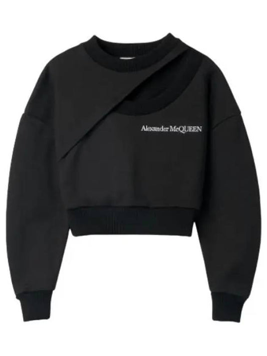 Cropped sweatshirt black t shirt - ALEXANDER MCQUEEN - BALAAN 1