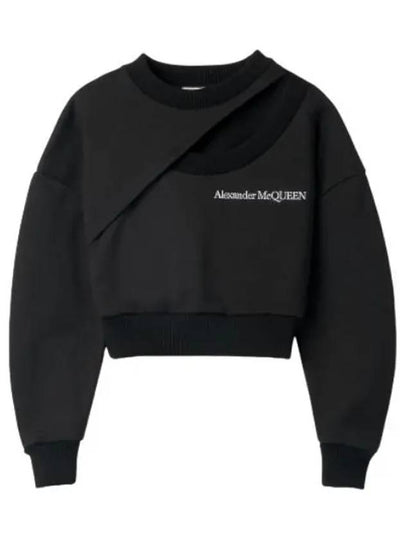 Embroidered Logo Cut-Out Sweatshirt Black - ALEXANDER MCQUEEN - BALAAN 2