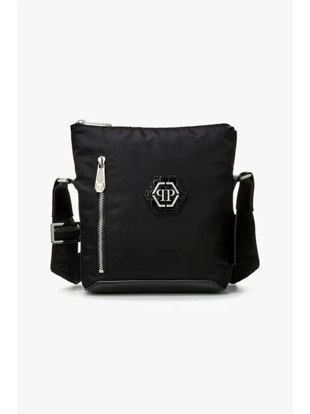 Men s Hexagon Patch Nylon Crossbody Bag Black - PHILIPP PLEIN - BALAAN 1