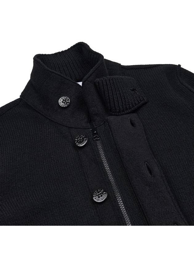 Wappen High Neck Button Up Wool Cardigan Black - STONE ISLAND - BALAAN 11