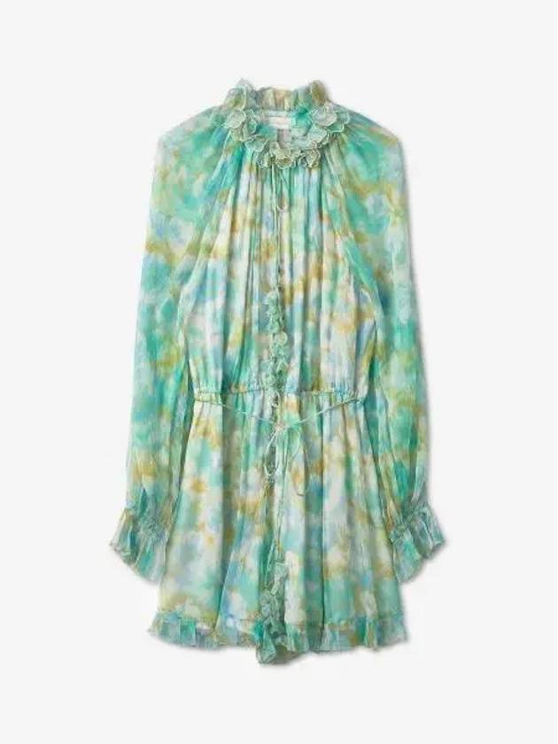 High Tide Ikat Floral Flutter Jumpsuit Aqua - ZIMMERMANN - BALAAN 2