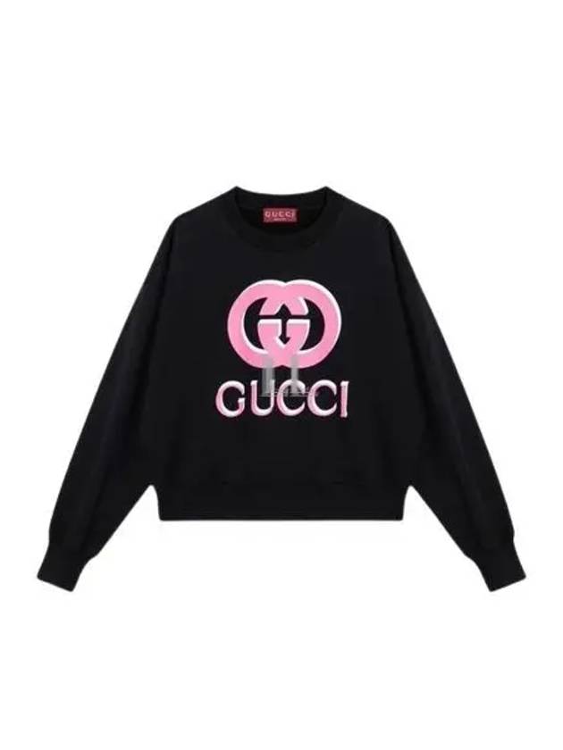 Jersey Print Cotton Sweatshirt Black - GUCCI - BALAAN 2