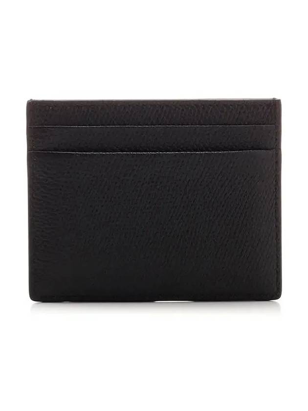 V Logo Signature Grainy Calfskin Card Wallet Black - VALENTINO - BALAAN 4