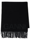 Logo Fringe Muffler Black - GANNI - BALAAN 5