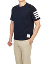 4-Bar Striped Cotton Short Sleeve T-Shirt Navy - THOM BROWNE - BALAAN 7