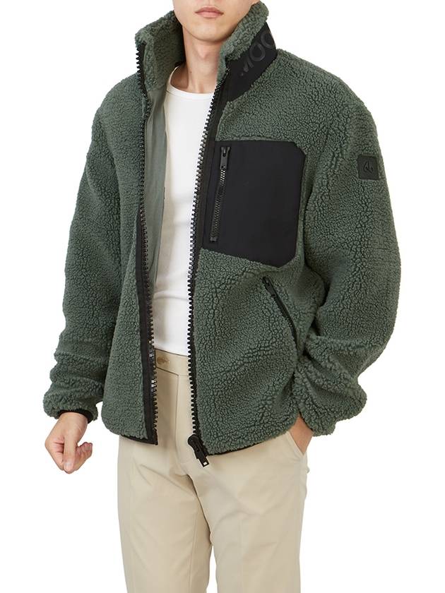 Men's Sagrek Shearling Fleece Zip-Up Jacket Green - MOOSE KNUCKLES - BALAAN 7