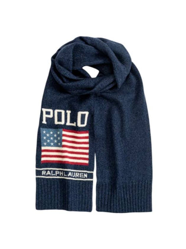 Bold Flag Logo Knit Muffler Navy - POLO RALPH LAUREN - BALAAN 1