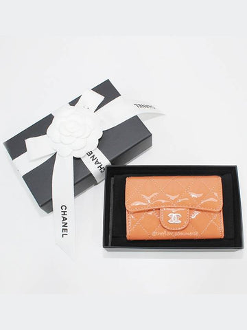 Classic enamel snap card wallet orange champagne gold AP0214 B02244 N0199 - CHANEL - BALAAN 1