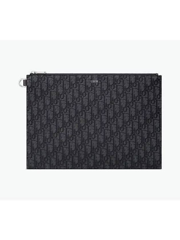 A4 Oblique Jacquard Clutch Bag Black - DIOR - BALAAN 3