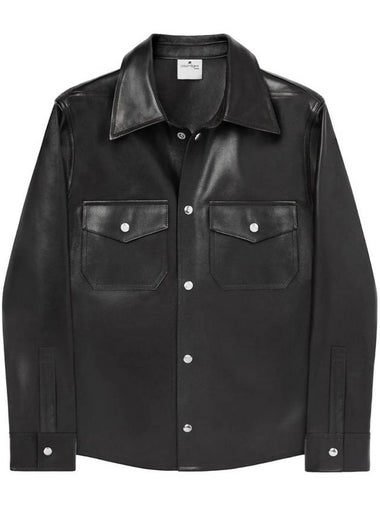 Patch pocket leather long sleeve shirt black - COURREGES - BALAAN 1