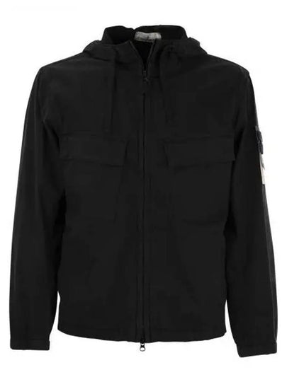 Cotton Twill Stretch Hooded Jacket Black - STONE ISLAND - BALAAN 2