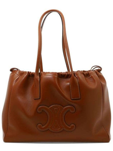 Triomphe Cabas Drawstring Smooth Calfskin Shoulder Bag Tan - CELINE - BALAAN 1