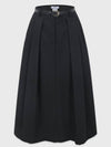 Women's Urbane Pleated Belt Set Long A-Line Skirt Black - MICANE - BALAAN 7