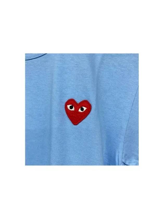 P1T272 000 1 Heart Logo Short Sleeve TShirt Blue - COMME DES GARCONS - BALAAN 3