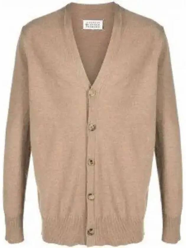 Signature Stitch V-neck Wool Cardigan Beige - MAISON MARGIELA - BALAAN 2