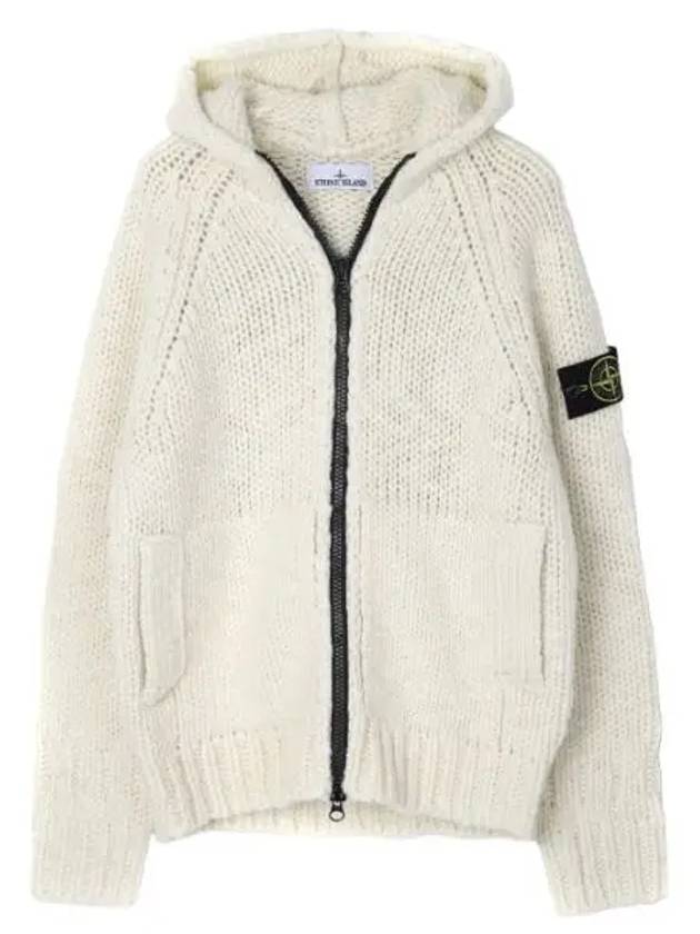 Pure wool handmade feel hood knit cardigan loose fit men - STONE ISLAND - BALAAN 1