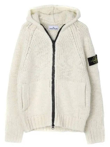 Pure wool handmade feel hood knit cardigan loose fit - STONE ISLAND - BALAAN 1