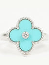 Van Cleef Arpels Vintage Alhambra Ring White Gold Turquoise Diamond 52 74195 - VANCLEEFARPELS - BALAAN 2