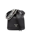 Logo Flo Leather Bucket Bag Black - PRADA - BALAAN 2