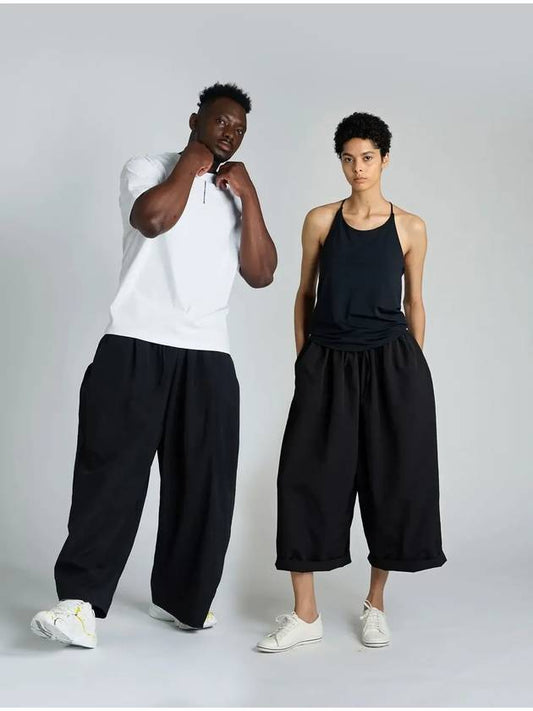 AU11PT03 Wide Crop Pants_Black - ATHPLATFORM - BALAAN 1