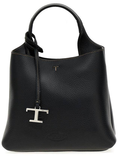 Logo Mini Leather Tote Bag Black - TOD'S - BALAAN 2