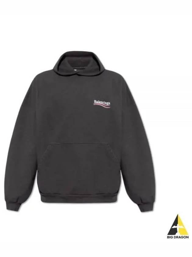 Embroidered Logo Cotton Hoodie Grey - BALENCIAGA - BALAAN 2