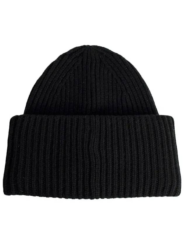 Face Patch Ribbed Wool Beanie Black - ACNE STUDIOS - BALAAN 4