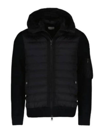 Logo Patch Padded Wool Cardigan Black - MONCLER - BALAAN 2