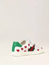 Kids heart pattern three stripe tab velcro ace sneakers white 682222 CPWB0 9065 - GUCCI - BALAAN 2