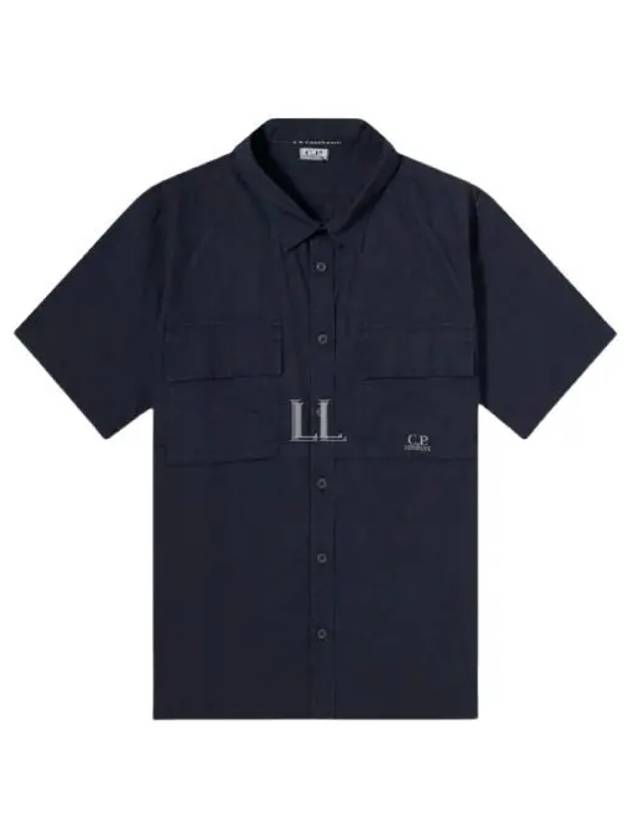 Cotton Rip-Stop Short Sleeve Shirt Navy - CP COMPANY - BALAAN 2