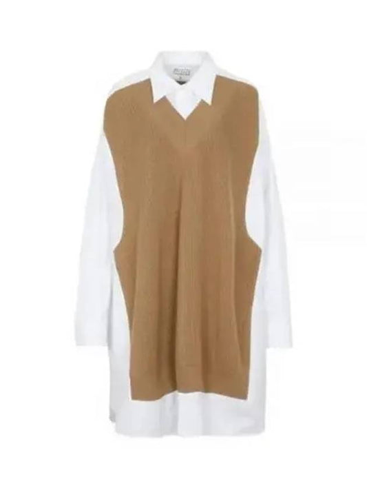Knit Mix Shirt Midi Dress White Beige - MAISON MARGIELA - BALAAN 2