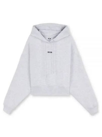 Micro Logo Cotton Hoodie Grey - MSGM - BALAAN 2