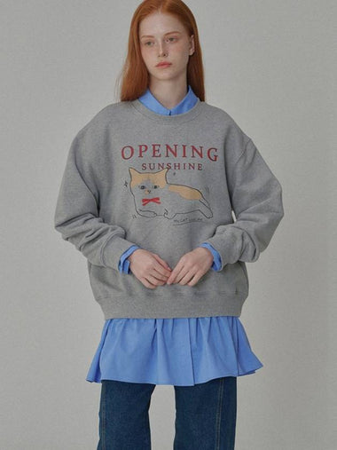 Kitten printed Sweat Shirts Melange Gray - OPENING SUNSHINE - BALAAN 1