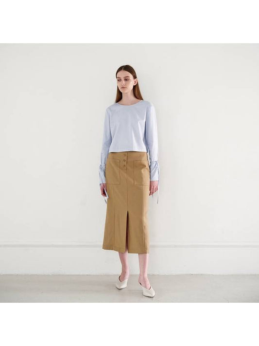 wool slit detail long H-line skirt beige - SUBSET - BALAAN 1