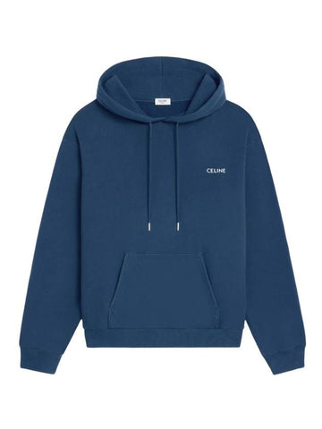 Loose Cotton Fleece Hood Navy - CELINE - BALAAN 1