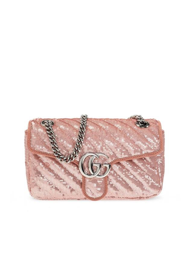 Women's GG Marmont Small Sequin Shoulder Bag Pink - GUCCI - BALAAN 1