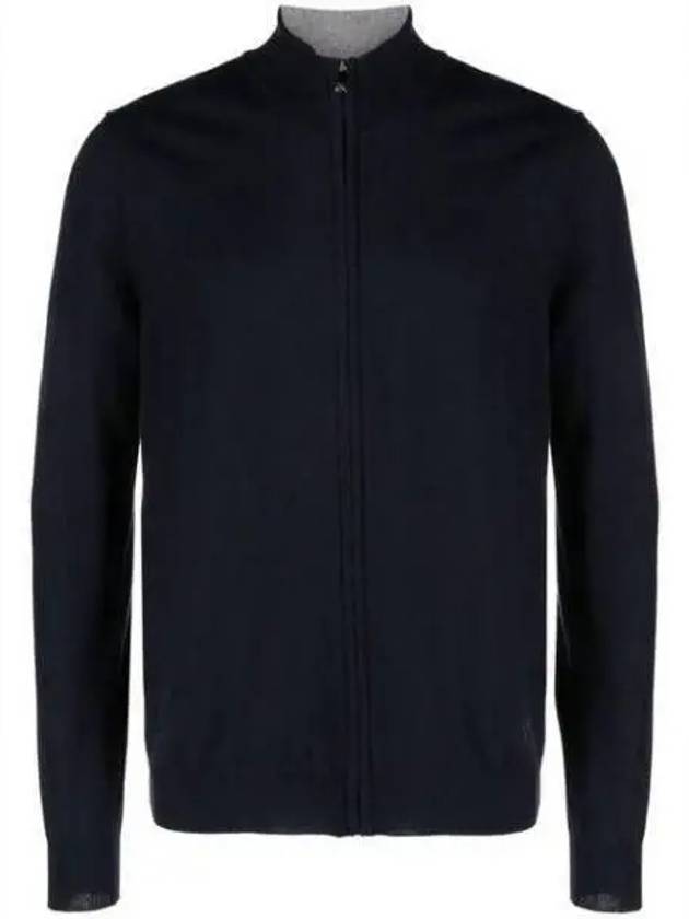 Men's Kaleb Zipper Merino Cardigan Navy - J.LINDEBERG - BALAAN 1