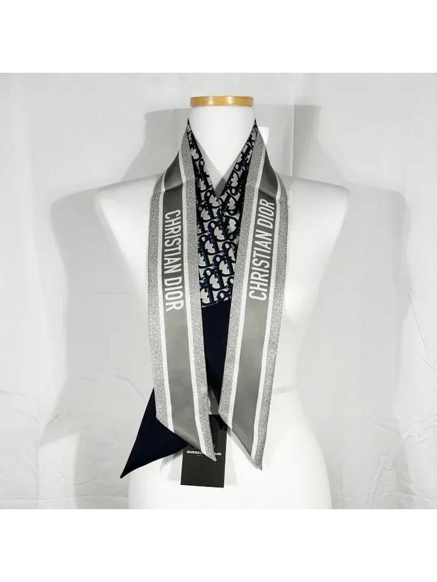 Oblique Mitzah Silk Twill Scarf Navy - DIOR - BALAAN 8