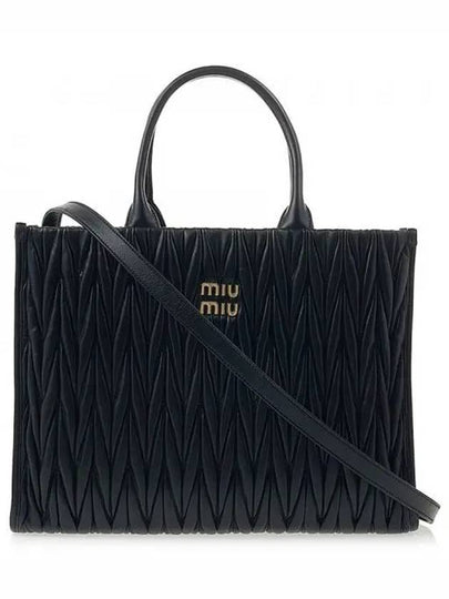 Matelasse Logo Tote Bag Black - MIU MIU - BALAAN 2