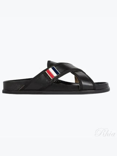 Vitello Calf Enamel Criss Cross Loafer Sandals Black - THOM BROWNE - BALAAN 2