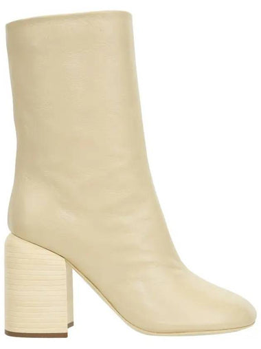 Women's Nikki Heel Leather Middle Boots Ivory - JIL SANDER - BALAAN 1