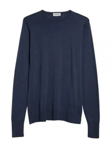 Marcus Smoke Blue Crew Neck Knit - JOHN SMEDLEY - BALAAN 1